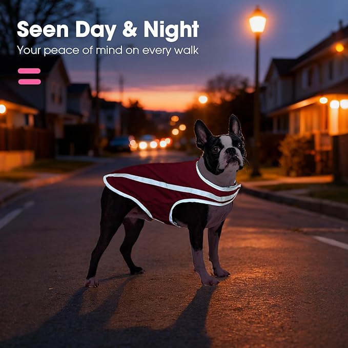 FUAMEY Dog Reflective Vest for Medium Dogs,Dog Hunting Vest High-Visibility Dogs Safety Vest for Night Walking Water-Resistant Service Pet Gear Adjustable Outdoor Activities Pink M
