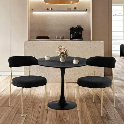 SoarFlash Kitchen Table and Chairs for 2, 24" Dining Table Set for 2 with Velvet Upholstered Chairs, 3 Piece Round Kitchen Table Set, Dining Room Table Set for Small Space, Apartment