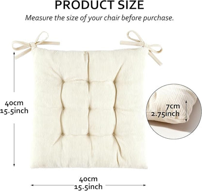 Square Seat Cushion for Kitchen Dining Chairs, Soft & Comfortable 15.5" x 15.5" Chair Pads, 6 Packs, Beige