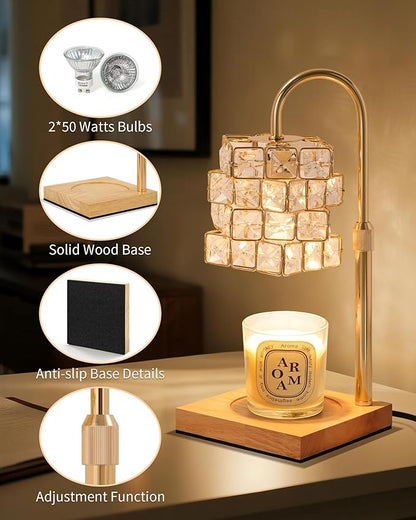 Seniny Electric Candle Warmer Lamp - with Time Dimmable Adjustable Height Candle Lamp Warmer for Jar Candles,Christmas Wax Melt Wamer, Birthday Gifts for Women Mom, House Warming Gifts New Home Decor