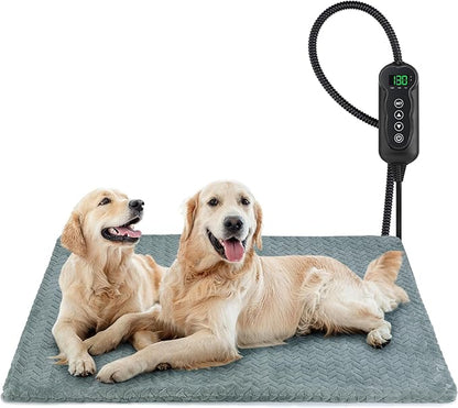 GASUR Extra Large Pet Heating Pad for Large Dogs, Waterproof Dog Heating Pad with Timer Temperature Adjustable, Indoor Heated Electric Pet Bed for Cat Dog, Anti-bite Pet Heated Pad, 47''x28'', XLarge