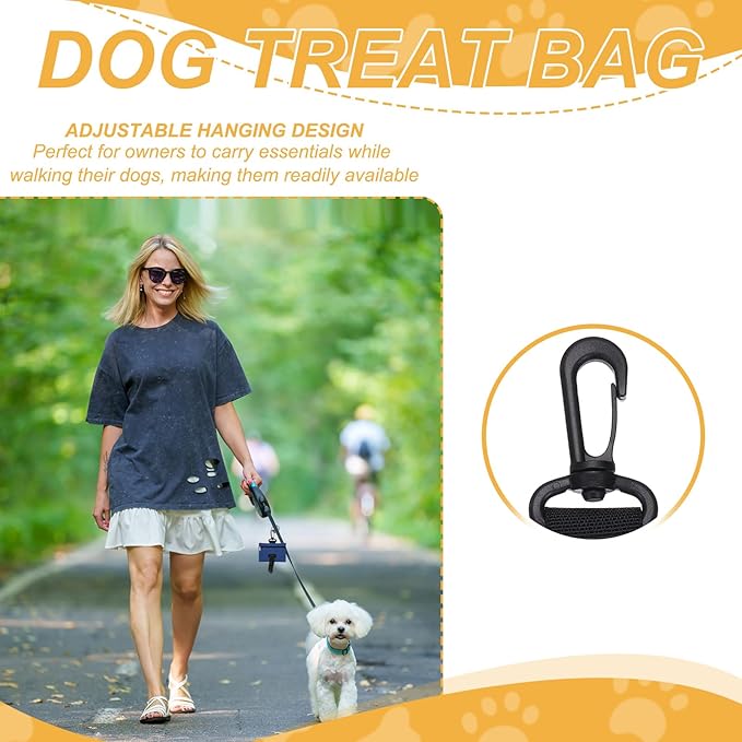 Dog Poop Bag Holder, Pet Waste Bag Dispenser Dog Treat Pouch with Clip Oxford Cloth Portable Reusable Easy Cleanup(2Pcs, Navy Blue/Gray), Intended for Outdoor/Travel/Walking