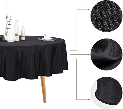 6 Pack Black Round Tablecloths 120 Inches Table Cloth Stain and Wrinkle Resistant Washable Polyester Table Cover Fabric for Party, Wedding,Dining,and Banquet Decoration