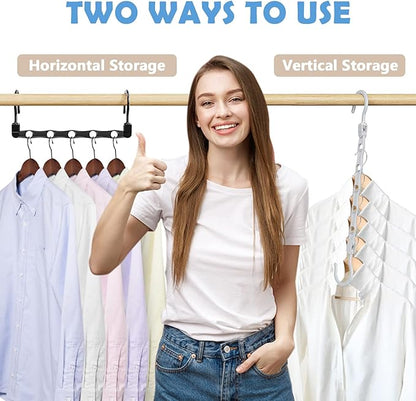 24 Pack Hangers Space Saving Magic Space Saver Storage Smart Plastic Clothes Hanger Organizer Closet Organizers and Storage for Closet Apartment College Dorm Room Essentials,Black White Grey
