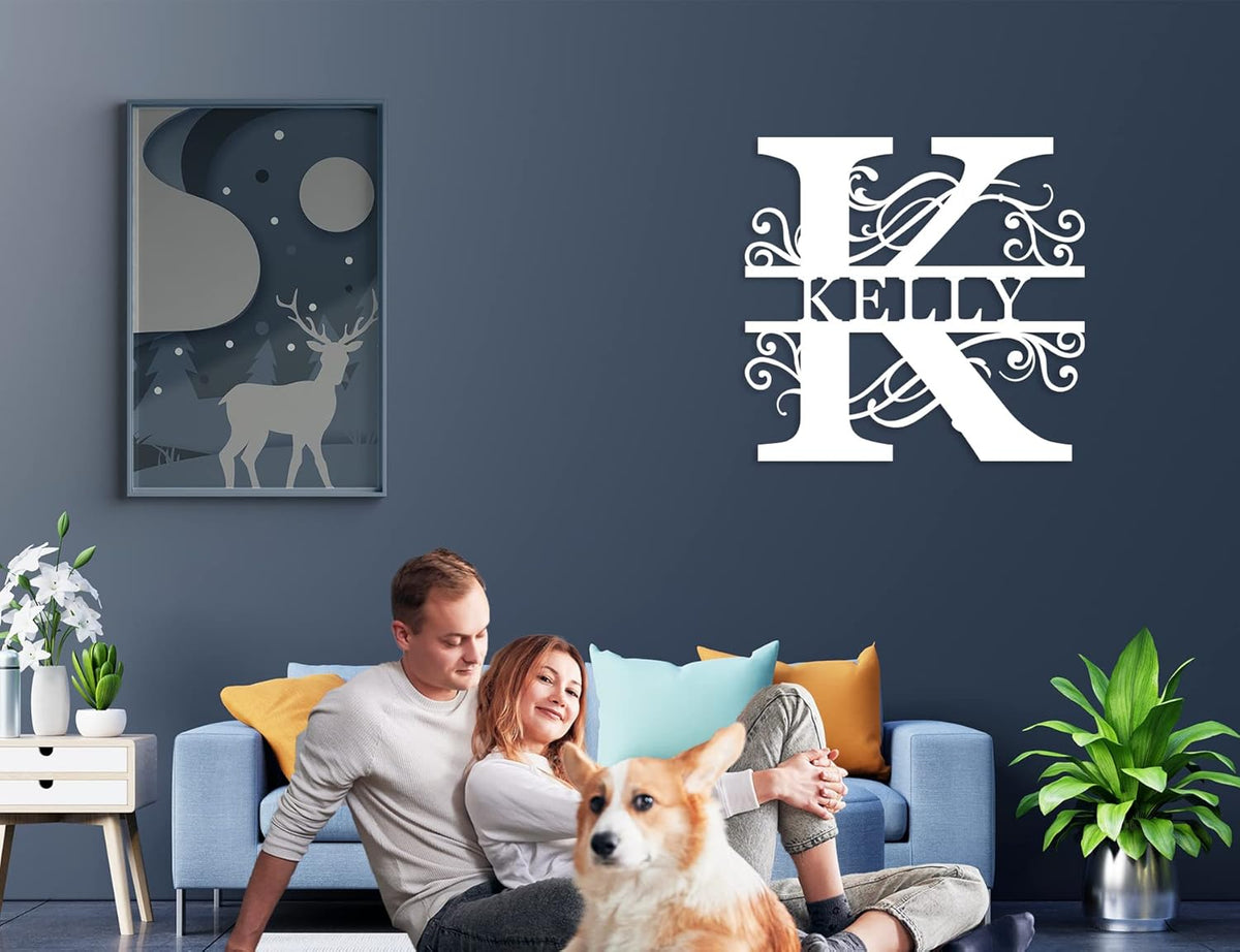 Custom Metal Name Sign | Personalized Metal Signs | Split Letter Monogram Wall Decor | Last Name Sign | Family Name Sign | Personalized Anniversary Wedding Gift | Outdoor Metal Art | Housewarming Gift