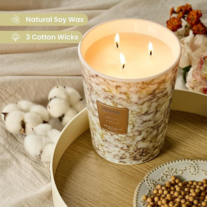 M&SENSE Extra Large Candle 35oz 150H Sugared Lemon Zest Scented Candle, 3 Wick Highly Scented Jar Candle, XL Candles Gift for Stress Relief, Meditation, Yoga