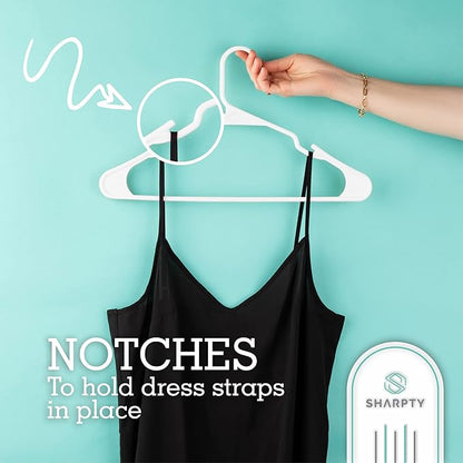 Sharpty Plastic Hangers, 35 Pack, Slim, Space Saving, Heavy Duty, White