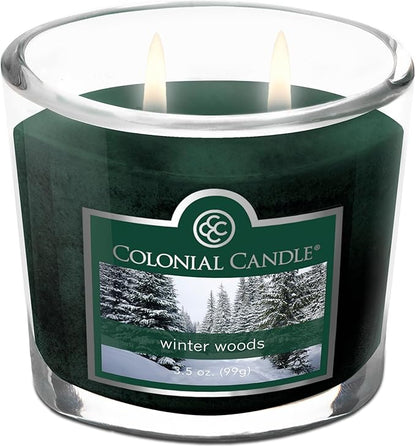 Colonial Candle Winter Woods Scented Jar Candle, 2 Wick, 3.5 oz, Mottled Wax Candle