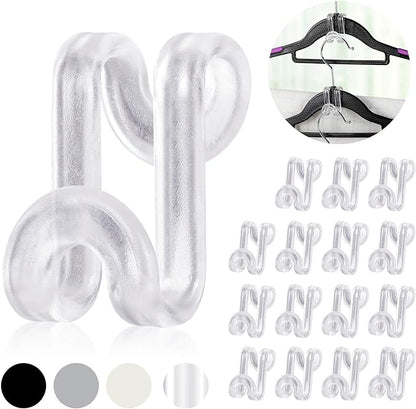 Mlici Hanger Hooks Space Saving, 60 Pack Clothes Hanger Connector Hooks, Transparent Stackable Clothes Hangers with Hooks for Closet Organizer (Clear)