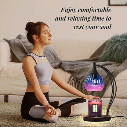 Candle Warmer Lamp with Timer Dimmer - Electric Candle Warmer Light Wax Warmer for Jar Candles - Candle Lamp Warmer Unique Gifts for Women Mom House Warming Gifts New Home Decor Blue Purple Gradient