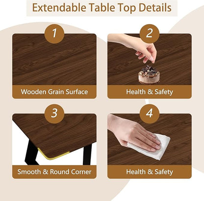 ZckyCine Extendable Dining Table - 63" to 78.7" Adjustable Rectangular Table with Black Metal Legs, Modern Expandable Dining Table for 6-8 People