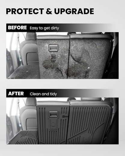 LASFIT Premium Extra Thick Rear Seat Back Covers for Tesla Model Y 2025/2024/2023/2022/2021/2020 | TPE Custom Fit Waterproof Model Y Accessories 5/7 Seater Second Row Back Seat Protector Mat Liner