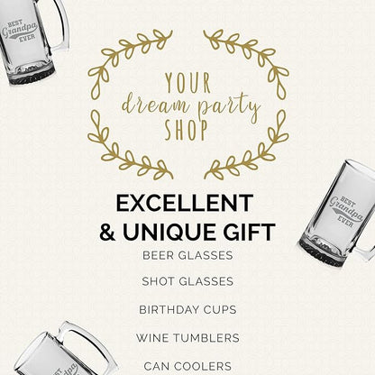 Your Dream Party Shop Best Grandpa Ever Beer Glass - 16oz Beer Mug, Funny Grandpa Gifts for Birthday or Father's Day, Papa Mug for Grandfather, Gifts from Grandkids, Present for Grandfather