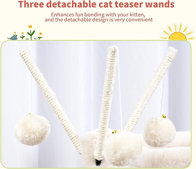 Hey-brother Cat Tree Tower, Scratching Posts with Removable Toys, Cozy Condo, Platform, Hammock, Sisal Scratch Board and Ball for Indoor Kittens, 41.3 Inches, Beige MPJ008SM