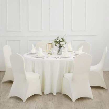 6 Pack Ivory Round Tablecloths 90 Inches Table Cloth Stain and Wrinkle Resistant Washable Polyester Table Cover Fabric for Party, Wedding,Dining,and Banquet Decoration