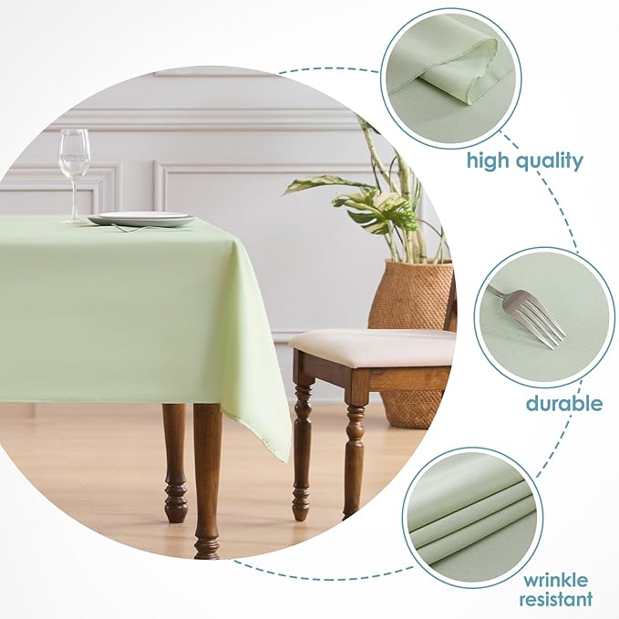 VidaFete Tablecloth 2 Pack60*120inch Rectangle Table Cloth Polyester, Stain Wrinkle Resistant Polyester Dining Table Cover for Kitchen Dinning Party Wedding Rectangular Buffet Decoration(Sagegreen)