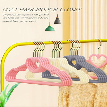 Pink Velvet Hangers 50 Pack, 16" Non Slip Adult Hangers, Slim Clothes Hanger with 360 Degree Swivel Hook - Durable & Cute