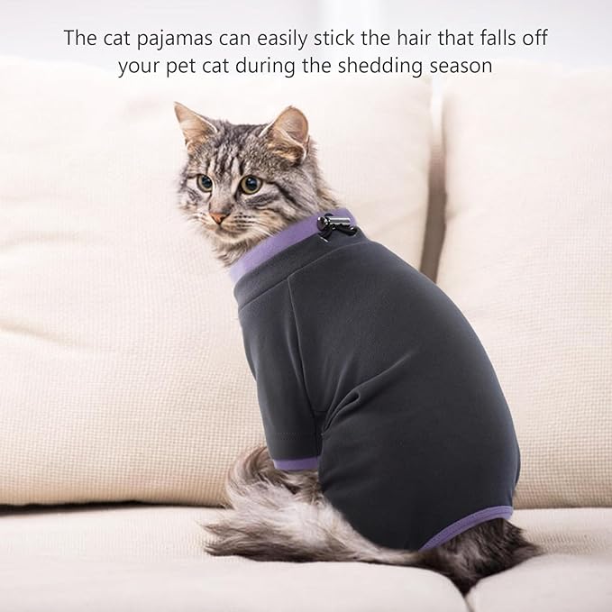Sticky Cat Clothes Stretchy, Sphynx Hairless Sweater & Pajamas for Cats only, Soft Cat Onesie for Cats After Surgery Female Male & Hair Loss Prevention, Black M
