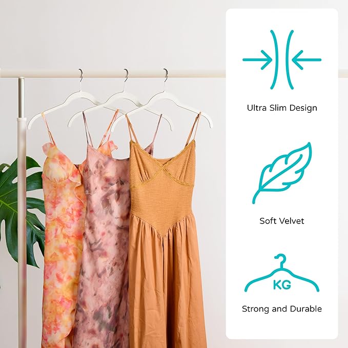 Premium Velvet Shirt Hangers 30 Pack, Non-Slip 360° Swivel Hook Slim Flocked Coat Hanger, Space Saving Felt Hanger for for Tank Top, Blouses, Strappy Dresses