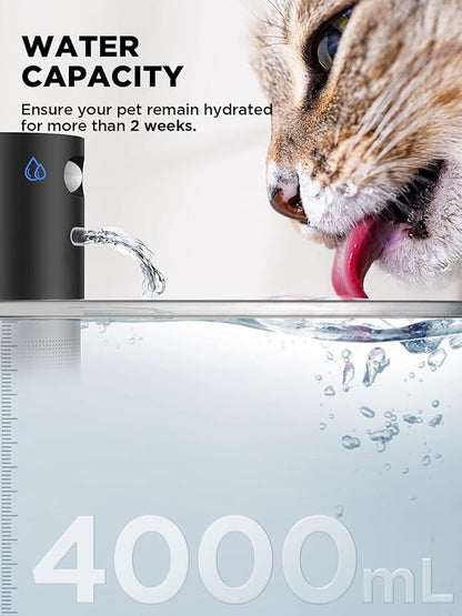Cordless Cat Water Fountain, Battery Operated, 4L/135fl oz Stainless Steel Pet Water Fountain for Cats Dogs with Motion Sensor, Ultra Quiet Cat Drinking Fountain with 6 Filters (YPD-C004S)