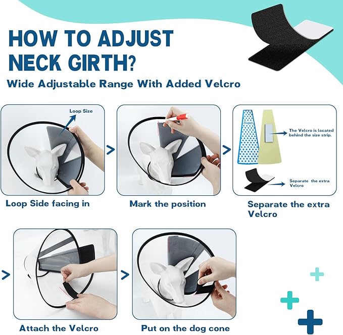 Supet Dog Cone Collar Adjustable After Surgery, Comfortable Pet Recovery Collar & Cone for Large Medium Small Dogs, Elizabethan Dog Neck Collar Plastic Practical （L）
