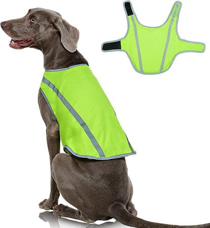 FUAMEY Dog Reflective Vest for Large Dogs,Dog Hunting Vest High-Visibility Dogs Safety Vest for Night Walking Water-Resistant Service Pet Gear Adjustable Outdoor Activities Neon Green XXXL