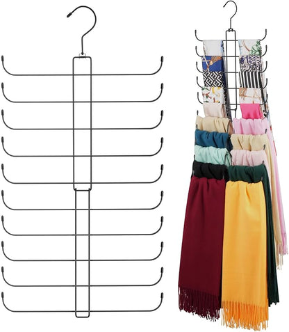 ZEDODIER Scarf Organizer Scarf Hanger for Closet, 2 Pack Rotatable Sturdy Hijab Holder Holds 40 Scarves, Space Saving Closet Organizers and Storage, Black
