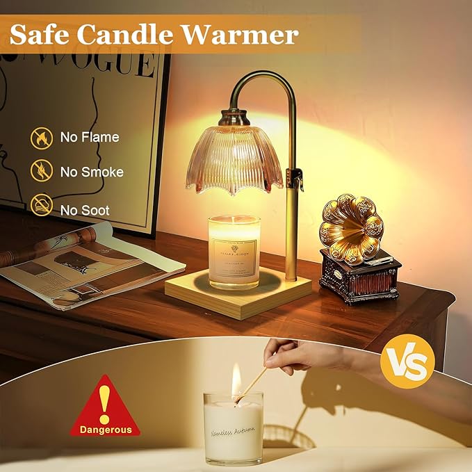 Candle Warmer Lamp with Timer Dimmable, Birthday Gifts for Women Mom, House Warming Gifts New Home Decor, Wax Melt Warmer for Jar Candles with 2 Bulbs
