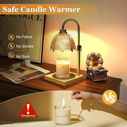 Candle Warmer Lamp with Timer Dimmable, Birthday Gifts for Women Mom, House Warming Gifts New Home Decor, Wax Melt Warmer for Jar Candles with 2 Bulbs
