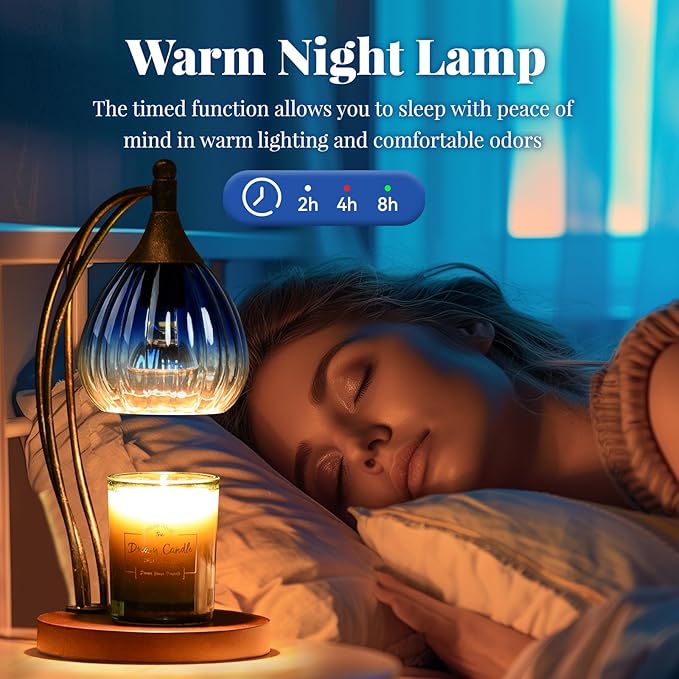 Candle Warmer Lamp with Timer Dimmer - Electric Candle Warmer Light Wax Warmer for Jar Candles - Candle Lamp Warmer Unique Gifts for Women Mom House Warming Gifts New Home Decor Sapphire Gradient
