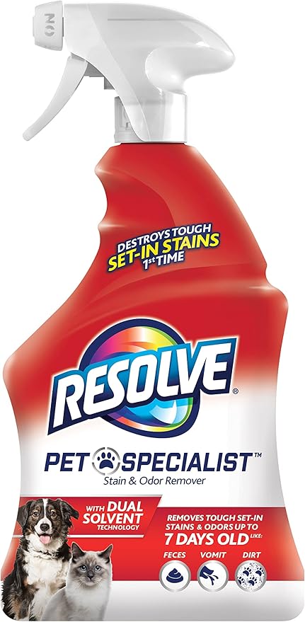 Resolve Pet Specialist Carpet Cleaner, Stain Remover and Odor eliminator trigger, Floor and Upholstery Cleaner, 32 oz (Packaging may Vary)
