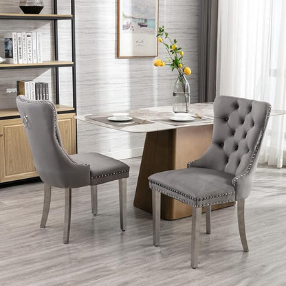 Goujxcy 70" Marble Dining Table Set for 6, Modern 7 Piece Dining Room Table Set with White Faux Marble Dining Table & 6 Grey Velvet Upholstered Chairs, Luxury Silver Kitchen Table Chairs Set of 6