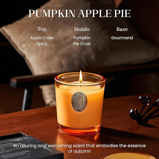 M&SENSE Natural Soy Candle | Pumpkin Apple Pie & Orange | 9.2 oz, 50H Burn Time | Luxury Scented Candle for Relaxation, Gifting, Home Décor | Ideal for Bedroom, Office, Party Ambiance