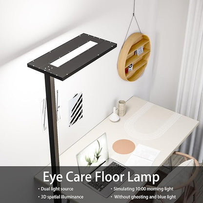 STERREN Eye-Care Led Floor Lamp,76" Tall Office Floor Lamp, 105W Black Modern Free-Standing Lamp,11100LM Bright Reading Lamp for Study Room,Living Room,Meeting Room,4000K