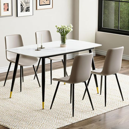 50'' Dining Table Set for 4, Dining Room Sets for 4, Sintered Stone Dining Table Chairs Set of 4, Easy to Assemble，Suitable for Small Spaces