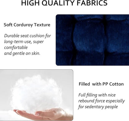 Square Seat Cushion for Kitchen Dining Chairs, Soft & Comfortable 15.5" x 15.5" Chair Pads, 6 Packs, Dark Blue