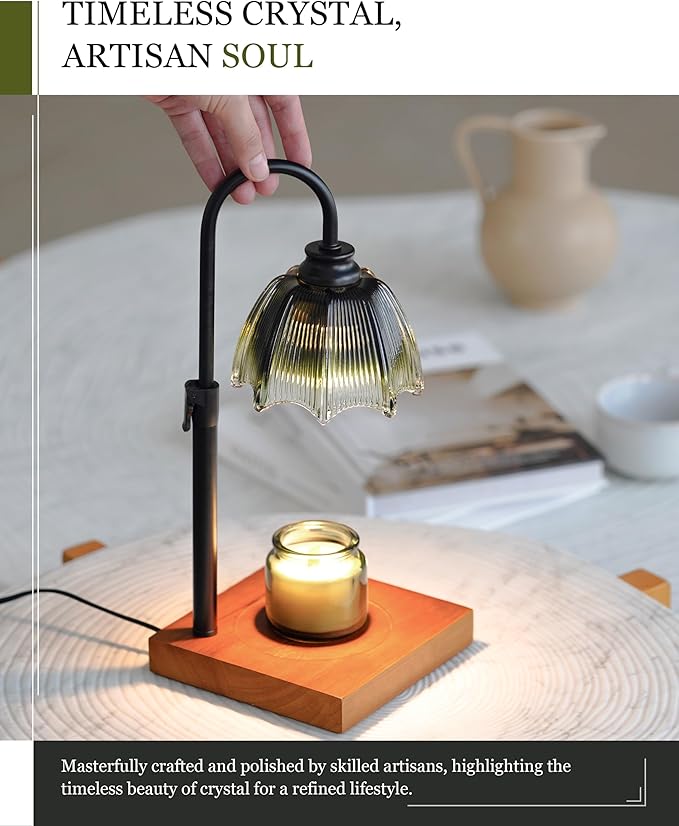 Candle Warmer Lamp with Timer, Dimmer & Adjustable Height, 25MM Wood Base, 2 Bulbs Included – Candle Warmer for Jar Candles, Gift Boxed Aromatherapy Lamp for Sleep, Bedroom, Yoga
