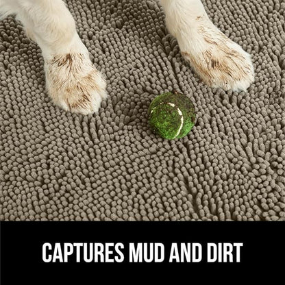 GORILLA GRIP SoakSTOPPER Dog Door Mat, 36x24 Machine Washable Rug Absorbent Doormat Captures Moisture Mud Dirt, Quick Dry Soft Chenille Entryway Rugs Indoor Entrance Mats for Dog Paws, Cappuccino