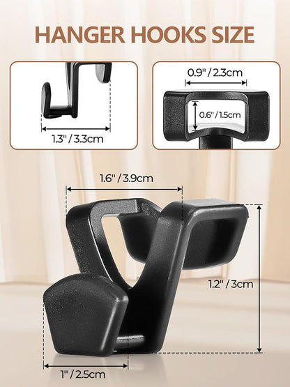 HOUSE DAY Space Saving Hanger Hooks 60 Pack, Black Clothes Hanger Connector Hooks, Heavy Duty Hanger Hooks Space Saver, Premium College Dorm Room Essentials, Good Closet Organizers and Storage