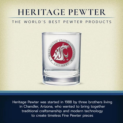 Heritage Pewter Washington State Double Old Fashion | Double Rocks Glass 14 OZ for Liquor | Expertly Crafted Pewter Glass