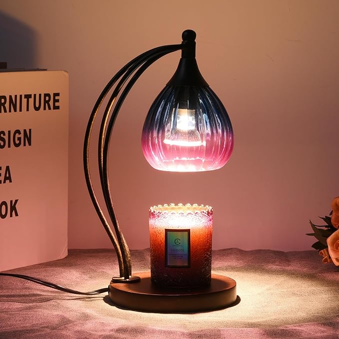 Candle Warmer Lamp with Timer Dimmer - Electric Candle Warmer Light Wax Warmer for Jar Candles - Candle Lamp Warmer Unique Gifts for Women Mom House Warming Gifts New Home Decor Blue Purple Gradient