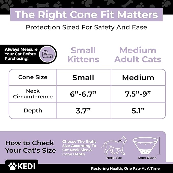 Cat Recovery Cone Kit Post Surgical Soft Pet Vest, Collar, and Non-Irritating Protection Cone for Cats - Comfortable Injury Care Solution (Black, S)