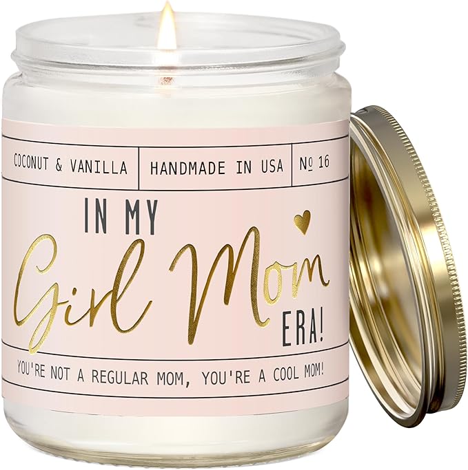 Girl Mom Gifts for Mothers Day - 'in My Girl Mom Era' Soy Candle, w/Vanilla & Coconut I It's a Mama I 50Hr Burn, Made in USA
