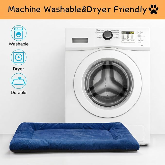 Dog Crate Pad Washable Dog Bed for Crate Small Cozy Mat 24-Inch Navy Blue | Ultra Soft Kennel Pad,Anti-Slip Bottom,Fits for Most Metal Crates,Comfortable Sleeping Pet Mat