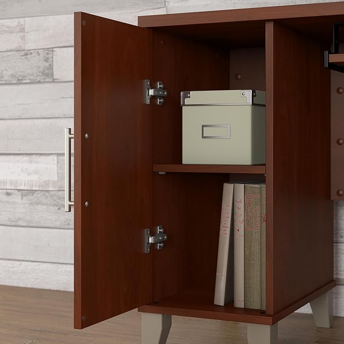 Bush Furniture Somerset 72W L Shaped Desk with Hutch in Hansen Cherry