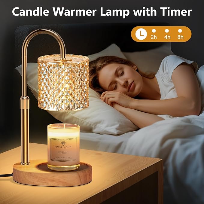 Candle Warmer Lamp with Timer & Dimmable – Elegant Wax Melter for Jar Candles, Auto-Off 2H/4H/8H Housewarming & Birthday Gift for Women/Mom, Home Decor Essentials