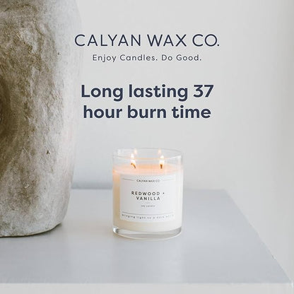 Calyan Wax Co. Rose & Peony 2 Wick Scented Candle - 37 Hour Burn - Luxury Non Toxic Soy Wax Candles - Long Lasting Large Glass Jar Candle for Home - 8.8oz