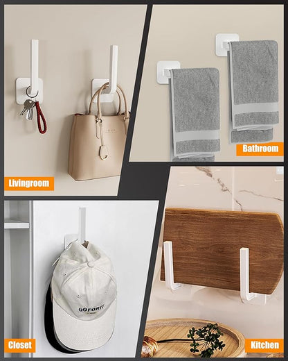 Hat Rack for Hat Storage (8-Pack), Multi-Purpose Hat Organizer, Strong Adhesive Hat Hooks for Wall Hat Organizer for Baseball Caps, Two Mounting Options Hat Hook, White