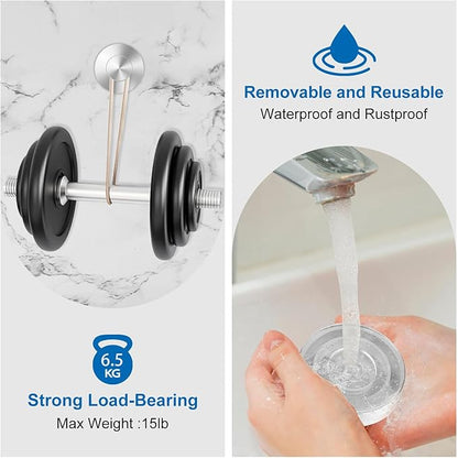 Suction Cup Hooks for Shower Towels Robes, Heavy Duty Bathroom Shower Hooks Stainless Steel, No Drill on Smooth Wall,Glass,Mirror, Tile in Bedroom Kitchen to Hang Swimsuit Washcloths (4, Silver)