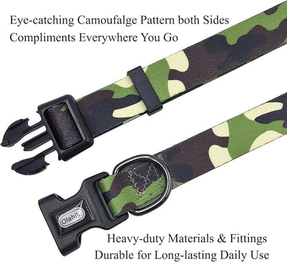 Dog Collar Leash Set, Camouflage Pattern, Polyester Material, Adjustable Collar and 5ft Matching Leash, for Small Dogs.(S, Camo)